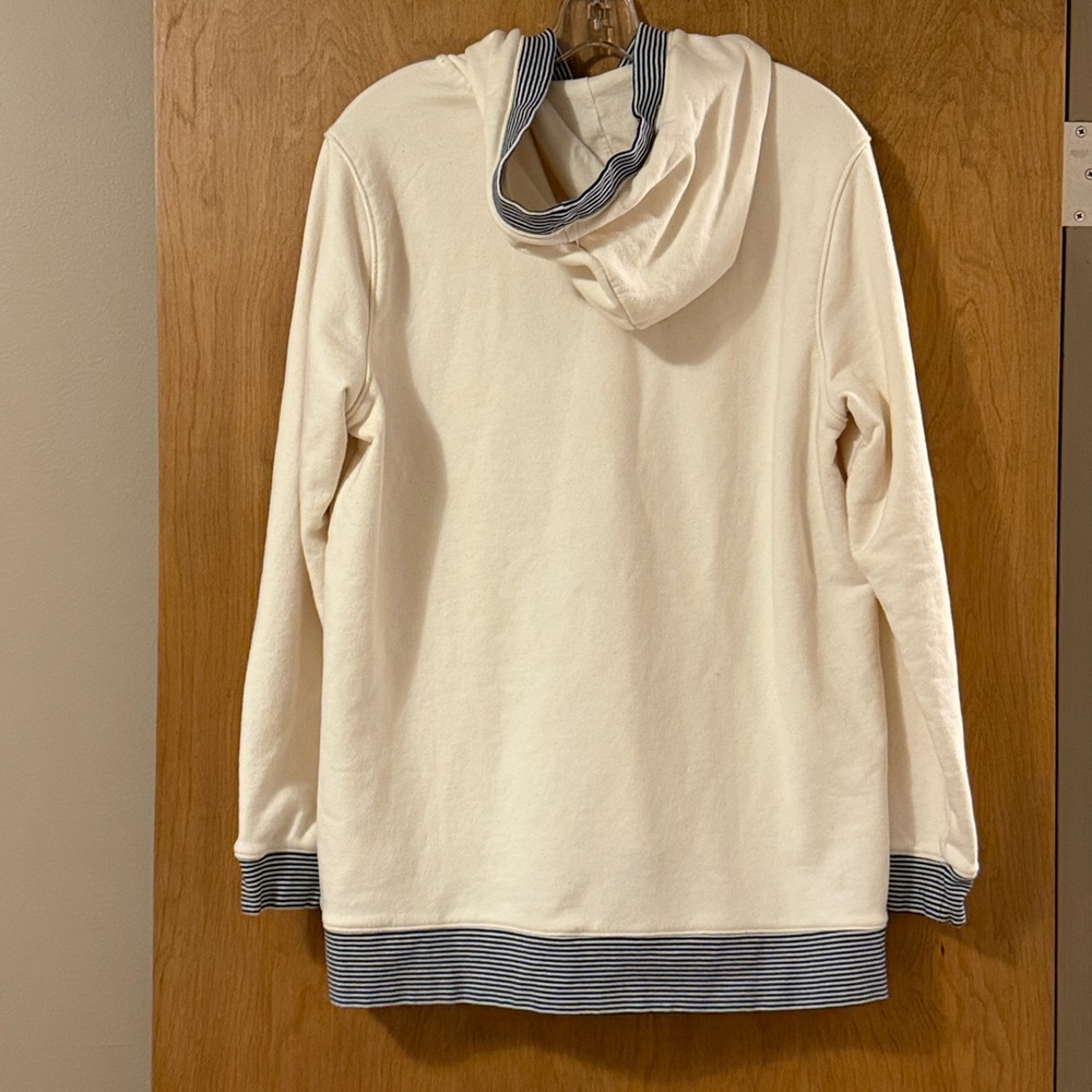 Lands' End Serious Sweats Sailor Style Cream Hoodie - Picture 2 of 7